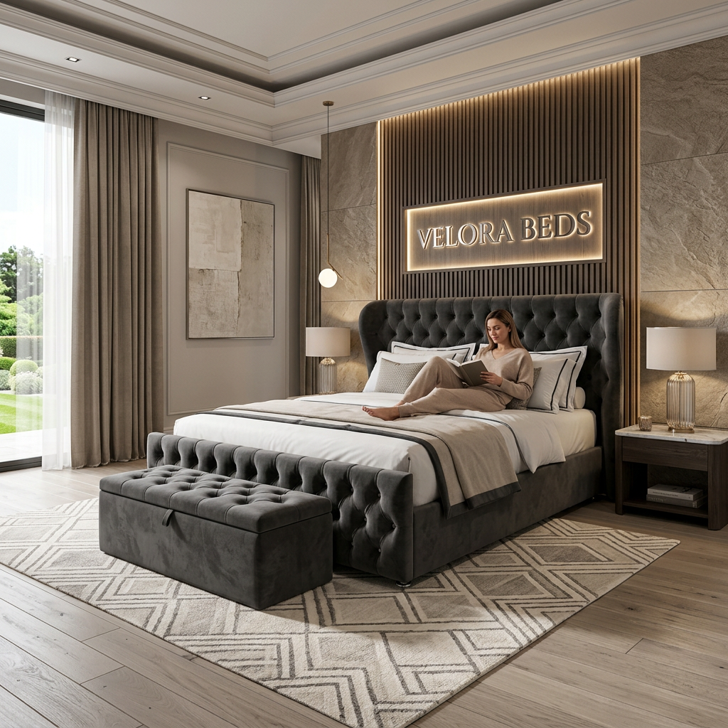 Calmora Chesterfield Upholstered Bed