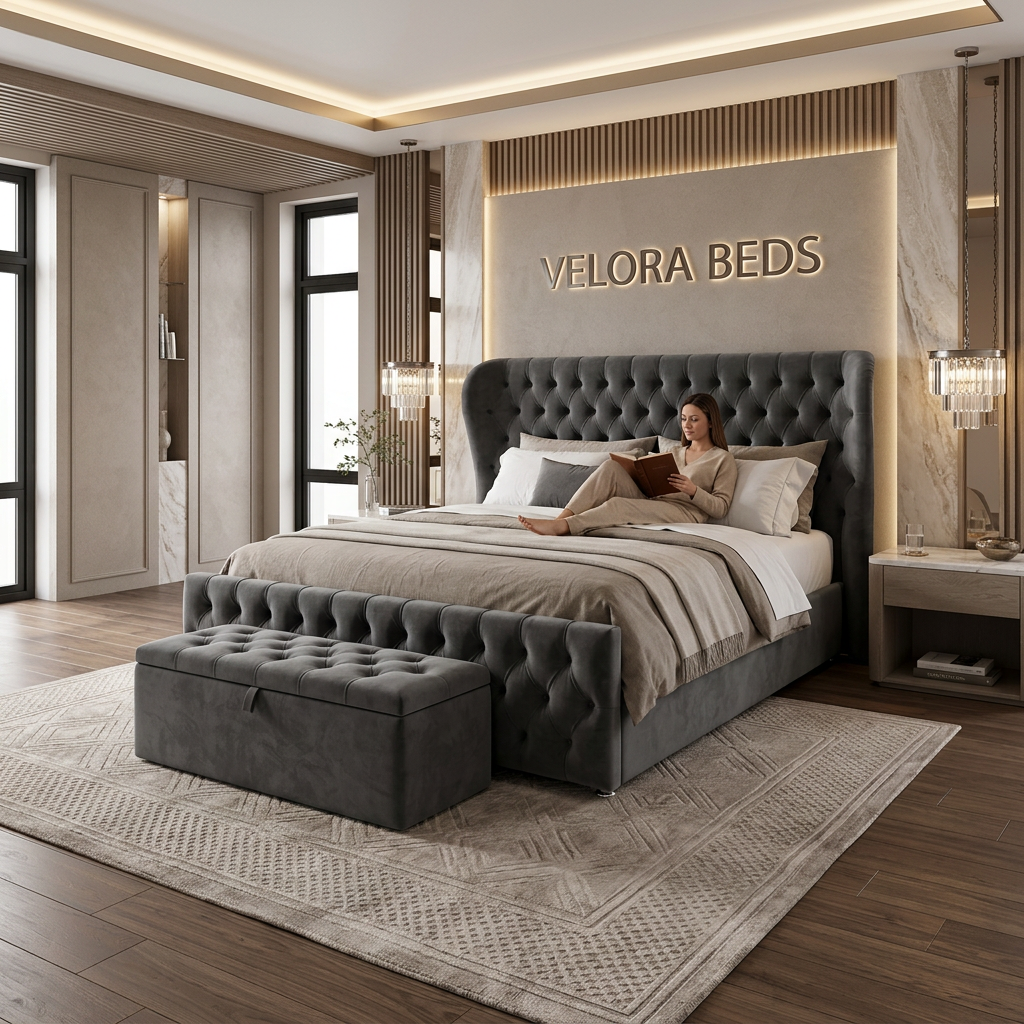 Calmora Chesterfield Upholstered Bed