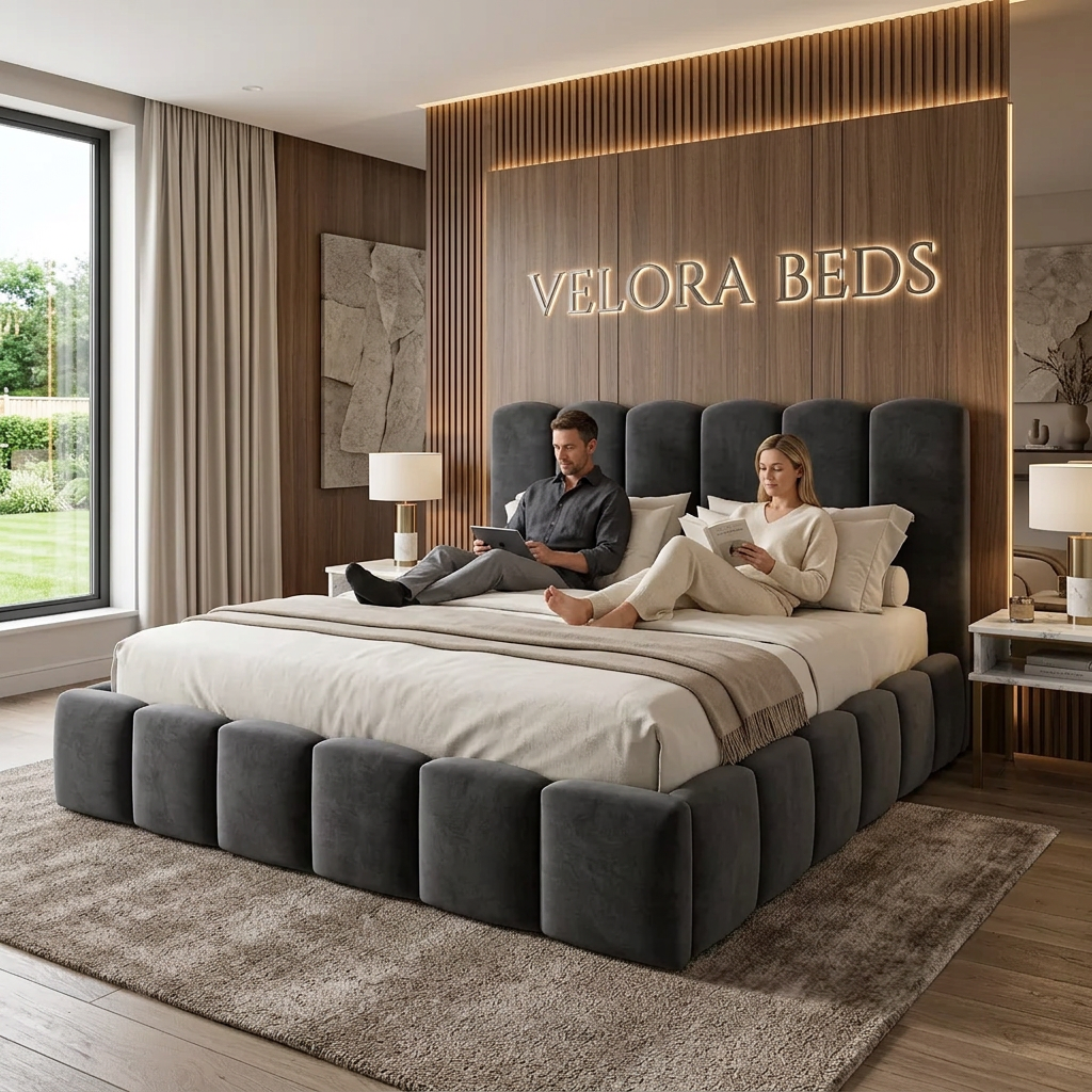 Nightfold Sculpted Fluted Upholstered Bed