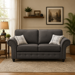 Hugo Black Bonded Leather 3 Seater Sofa
