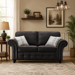Hugo Black Bonded Leather 2 Seater Sofa