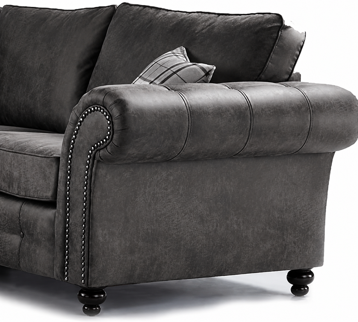 Hugo Black Bonded Leather 3 Seater Sofa