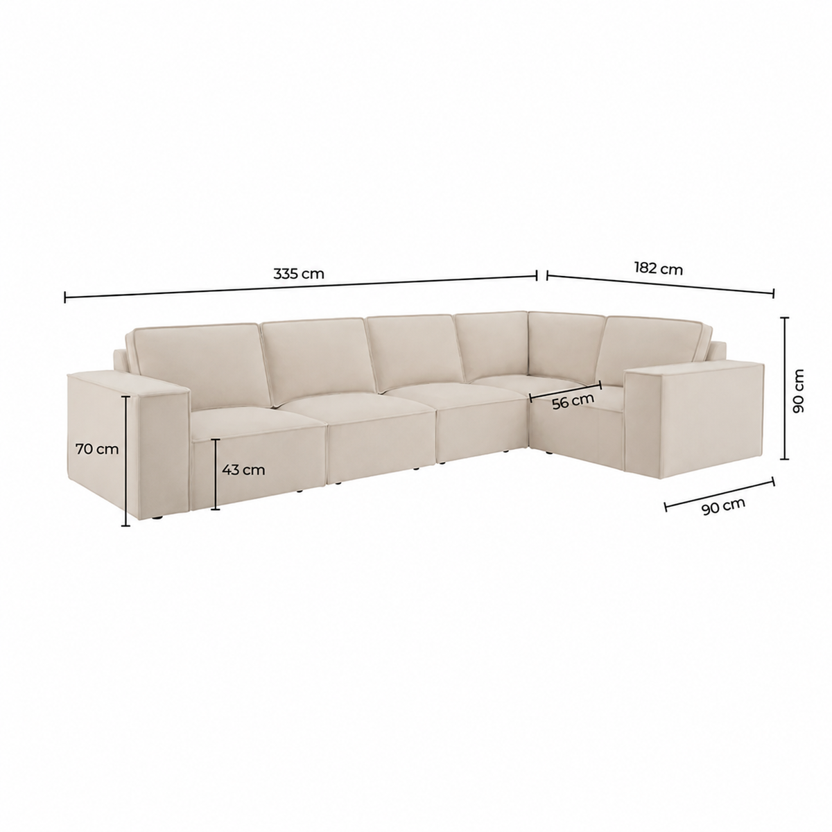 New England Modular Large Right Hand L-Shape Sofa