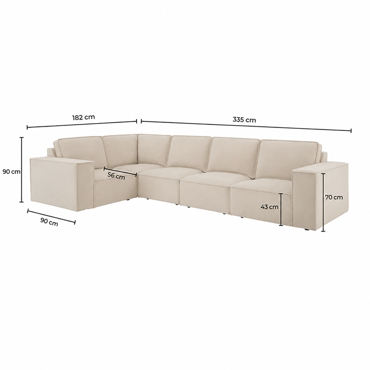 New England Modular Small Left Hand L-Shape Sofa