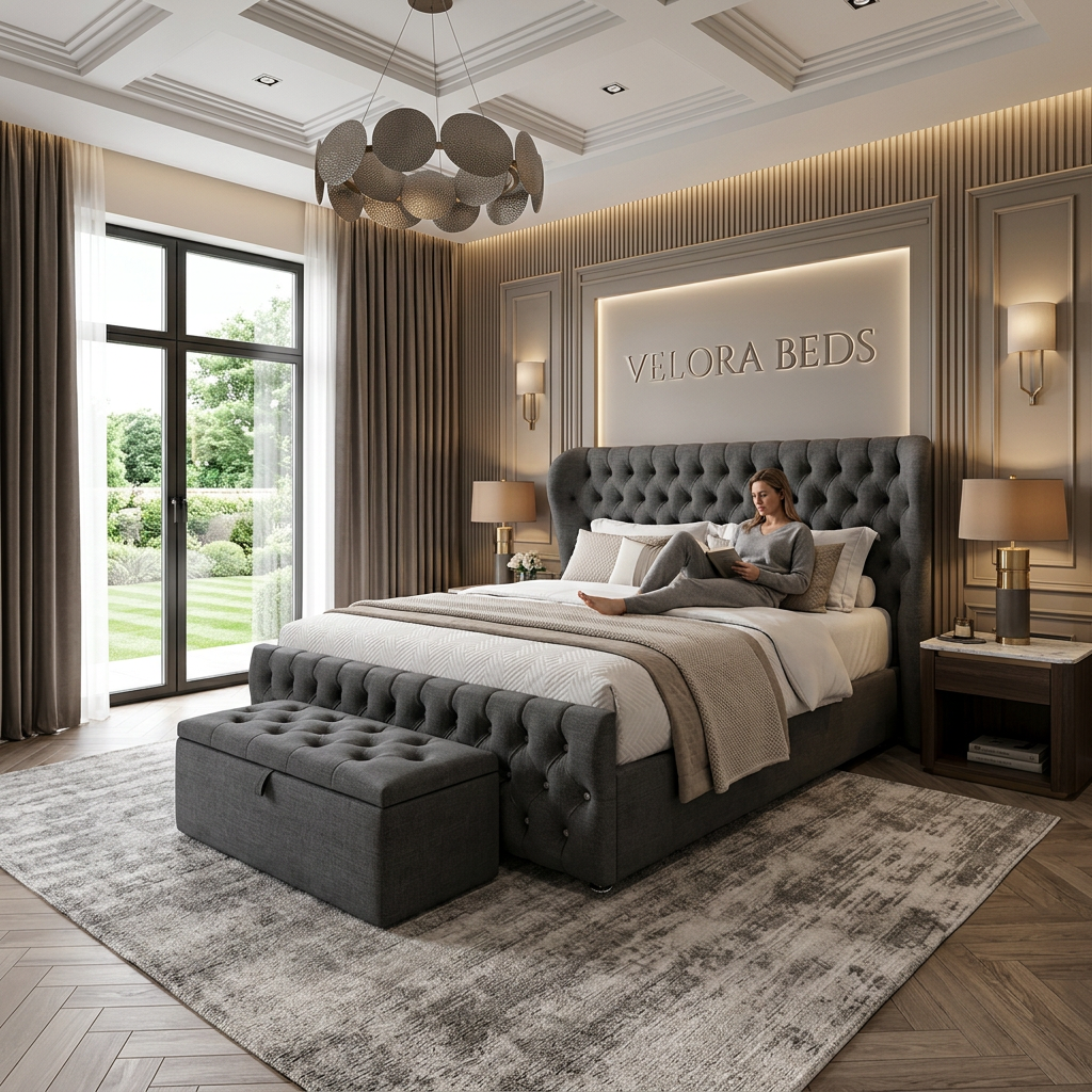 Calmora Chesterfield Upholstered Bed