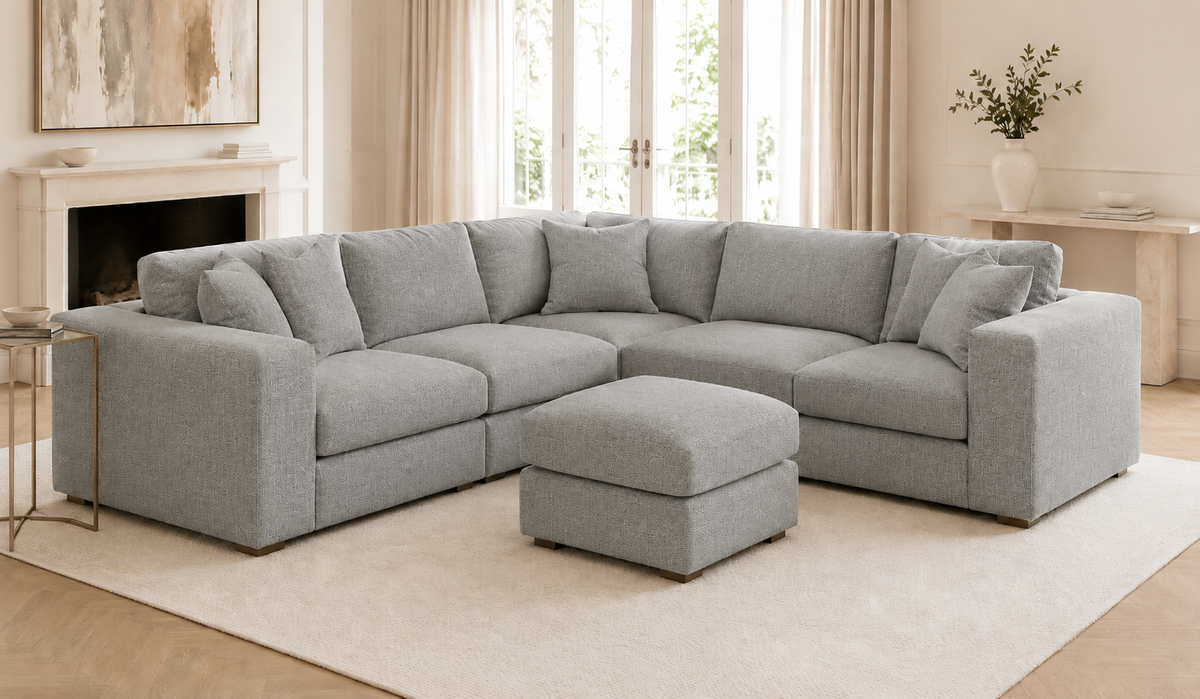 Niko Luxe Double Corner Sofa & Footstool Set