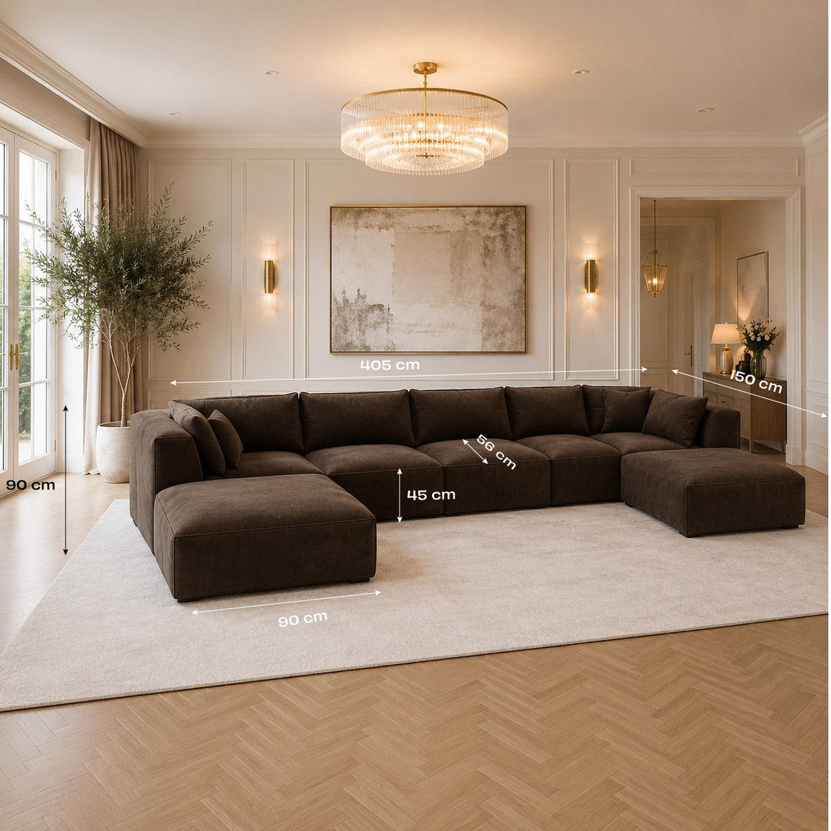 Chester Luxe XL U Shape Sofa Footstool End - Modular