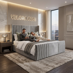 Cloudmoss Winged Panel Upholstered Bed