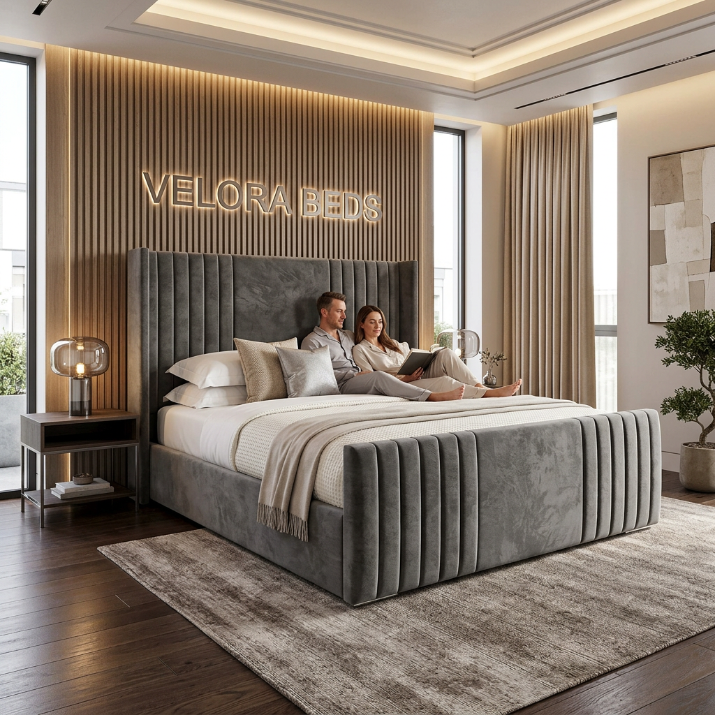 Cloudmoss Winged Panel Upholstered Bed
