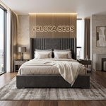 Cloudmoss Winged Panel Upholstered Bed