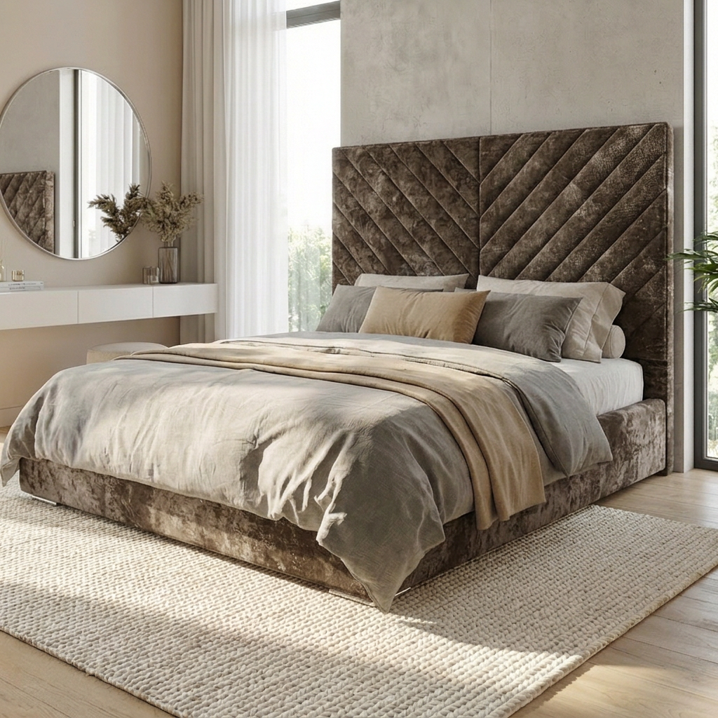Verona Chevron Upholstered Bed