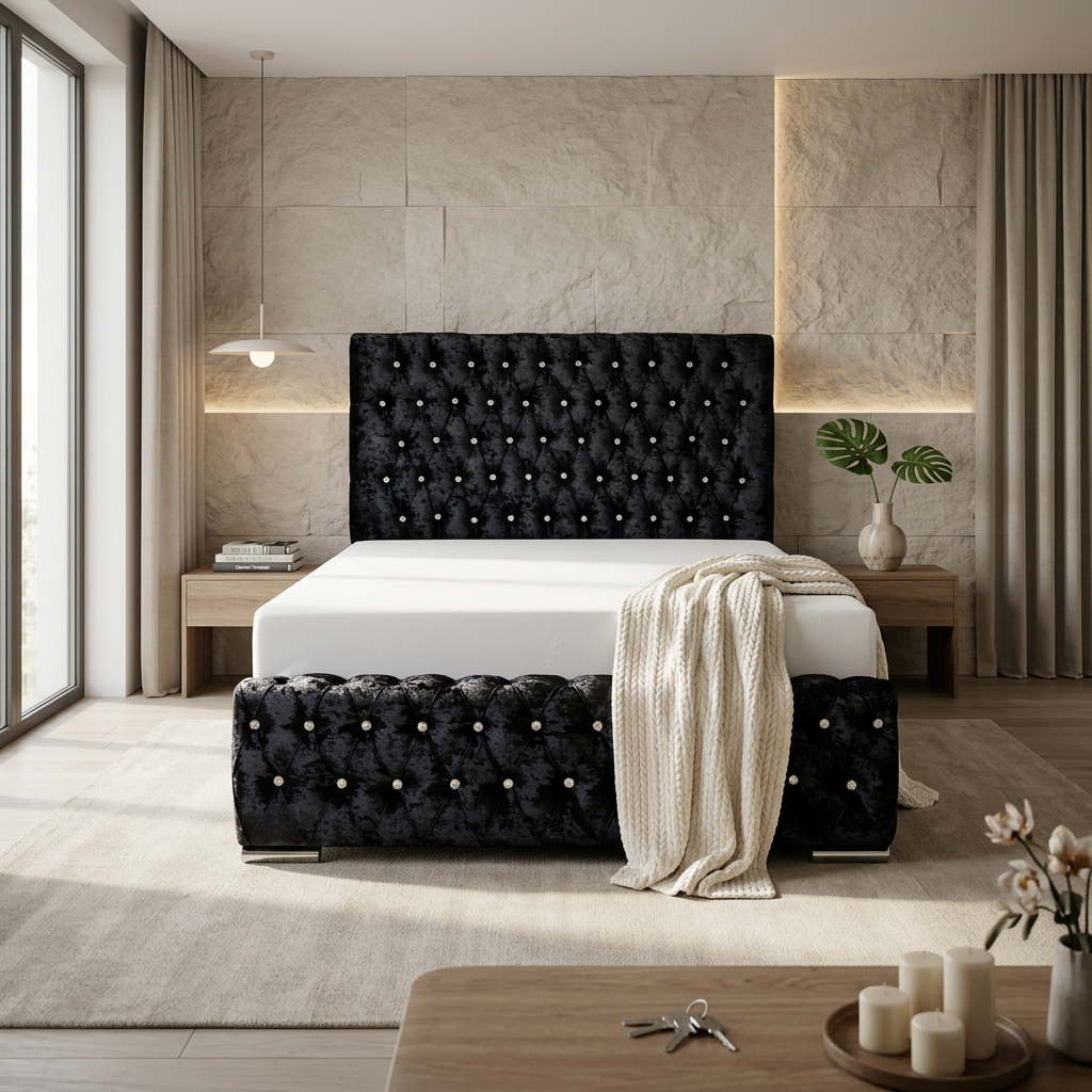 Olympia Crushed Velvet Bed