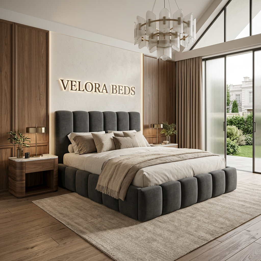 Nightfold Sculpted Fluted Upholstered Bed