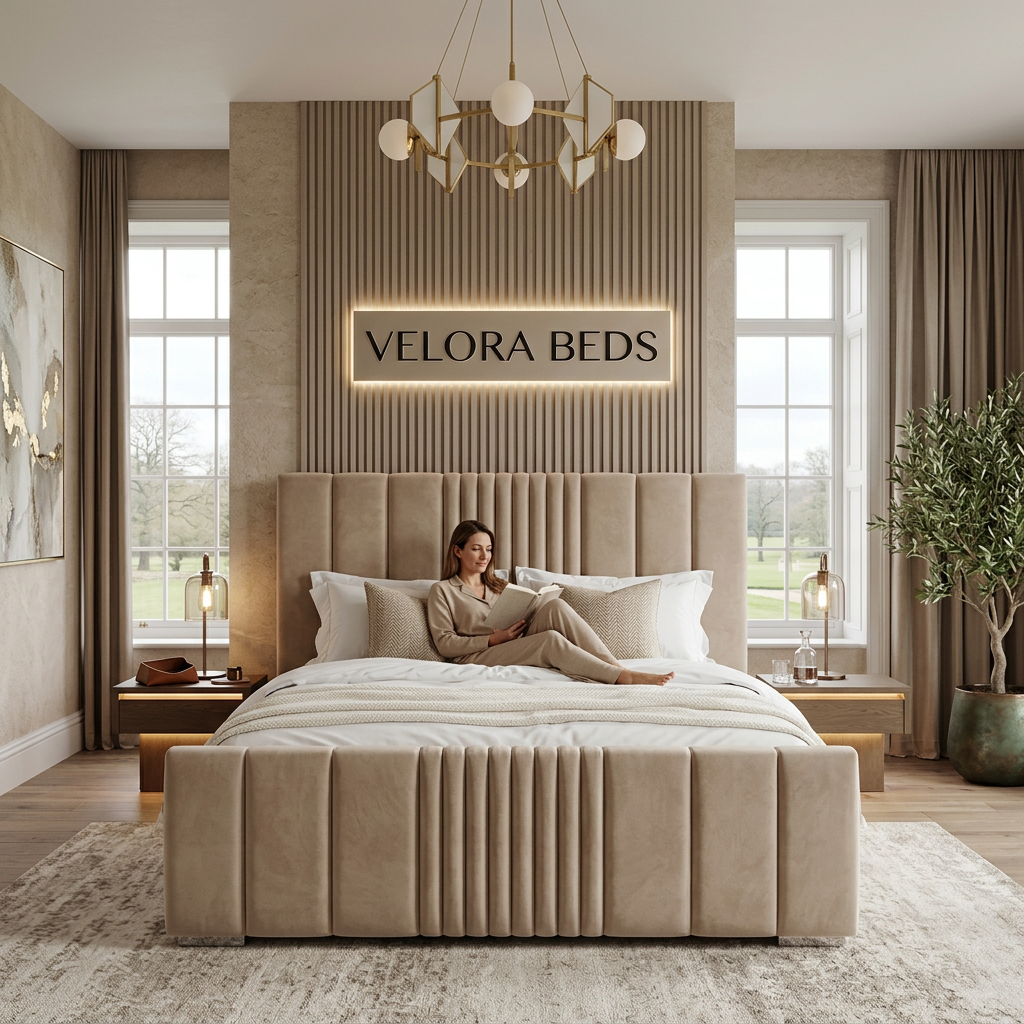 Somnia Linear Fluted Upholstered Bed