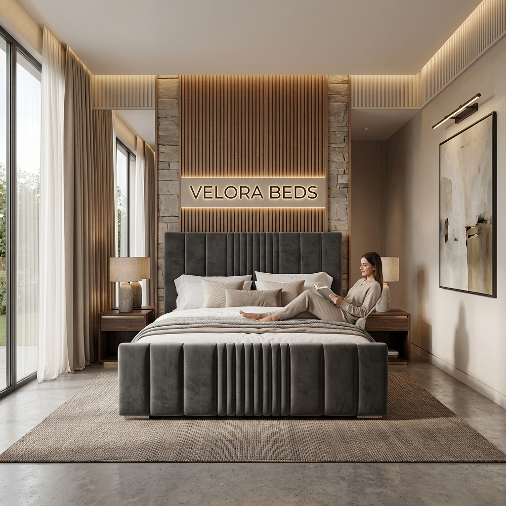 Somnia Linear Fluted Upholstered Bed