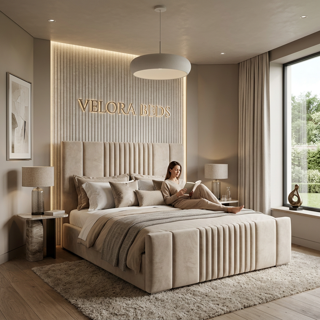 Somnia Linear Fluted Upholstered Bed