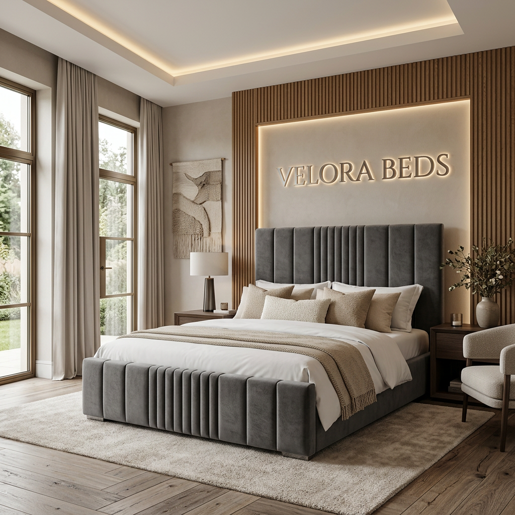 Somnia Linear Fluted Upholstered Bed