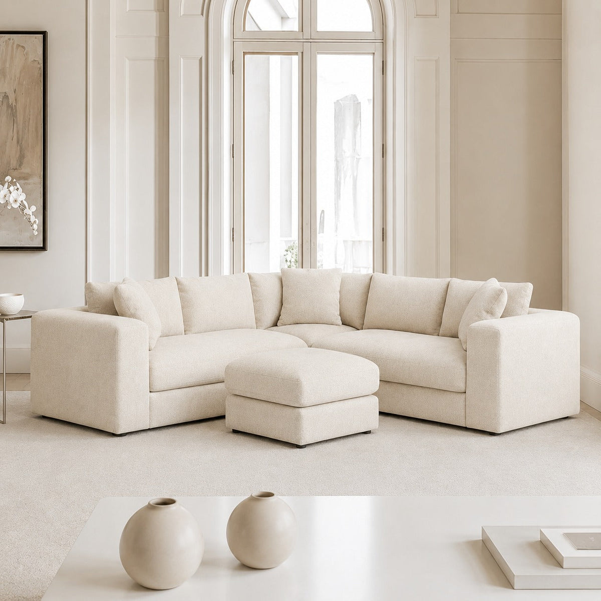 Niko Luxe Double Corner Sofa & Footstool Set