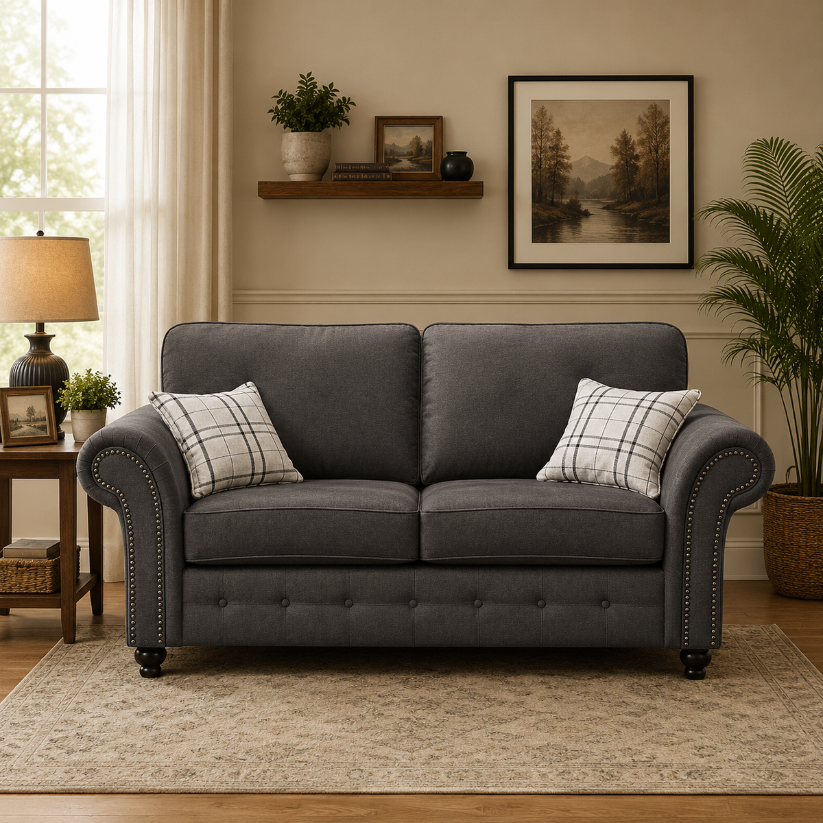 Hugo Black Bonded Leather 3 Seater Sofa