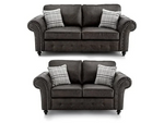 Hugo Black Bonded Leather 3+2 Sofa Set