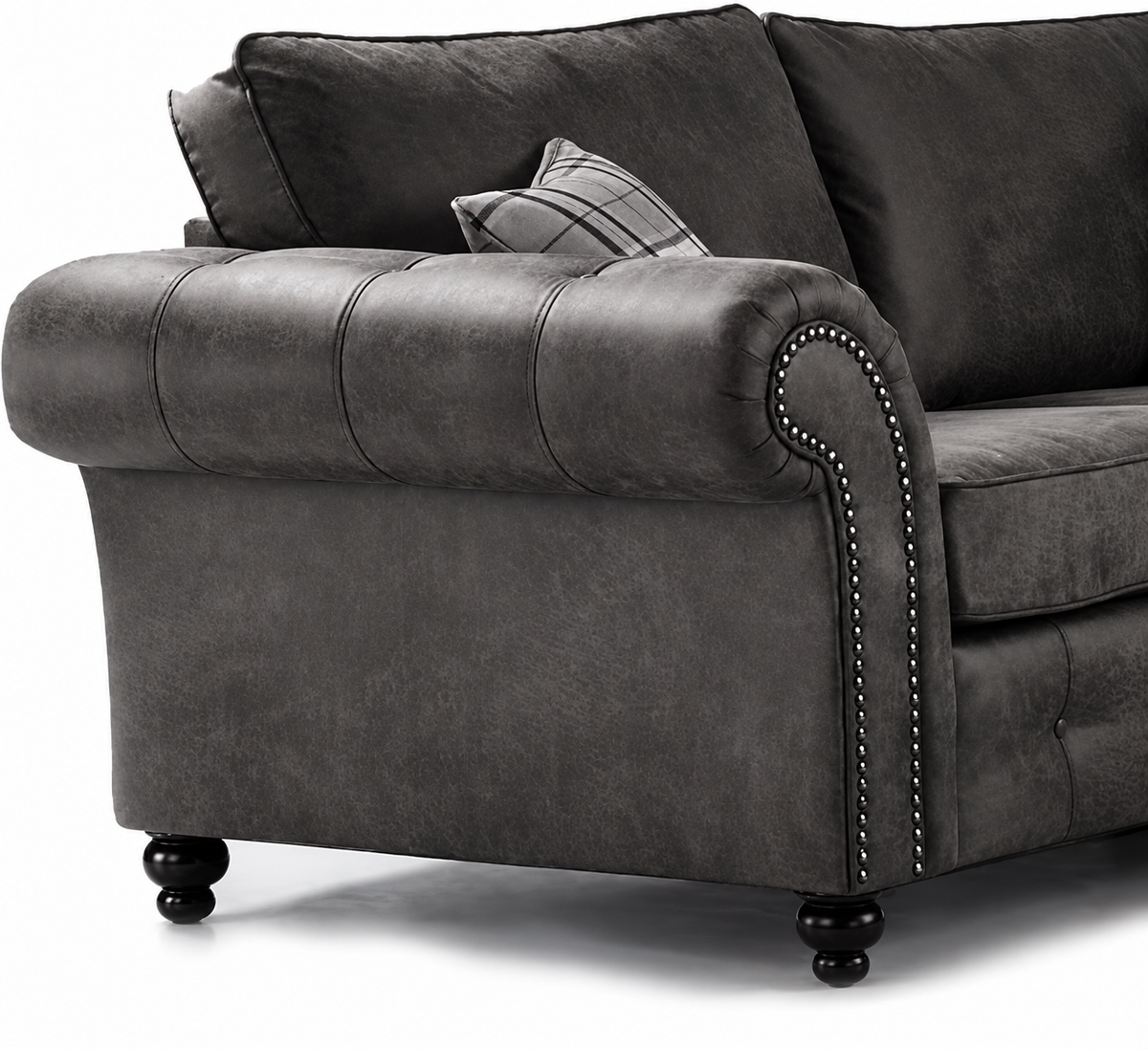 Hugo Black Bonded Leather 3 Seater Sofa